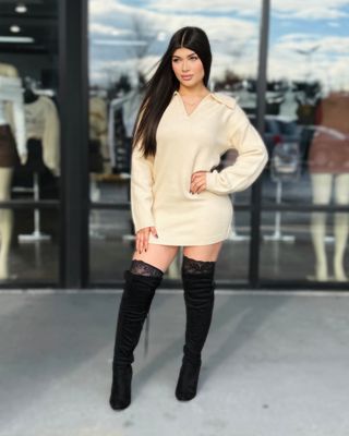 Soft fleece oversized sweater dress