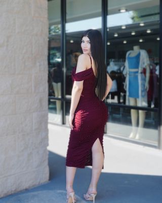 Elegant pearl midi dress