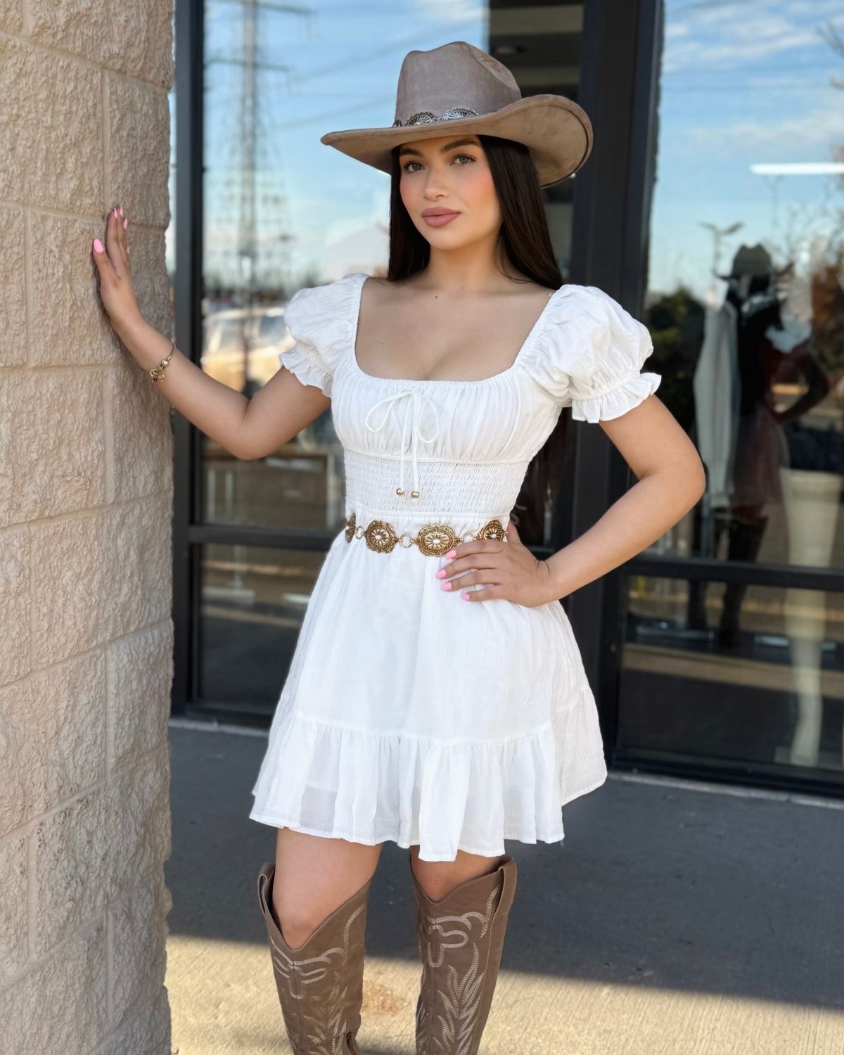 Pretty in white off shoulder dress