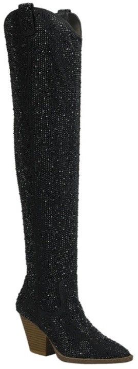 Rhinestone over the knee boot
