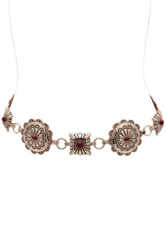 Western chain square circle belt