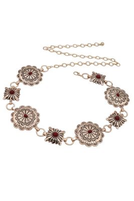Western chain square circle belt