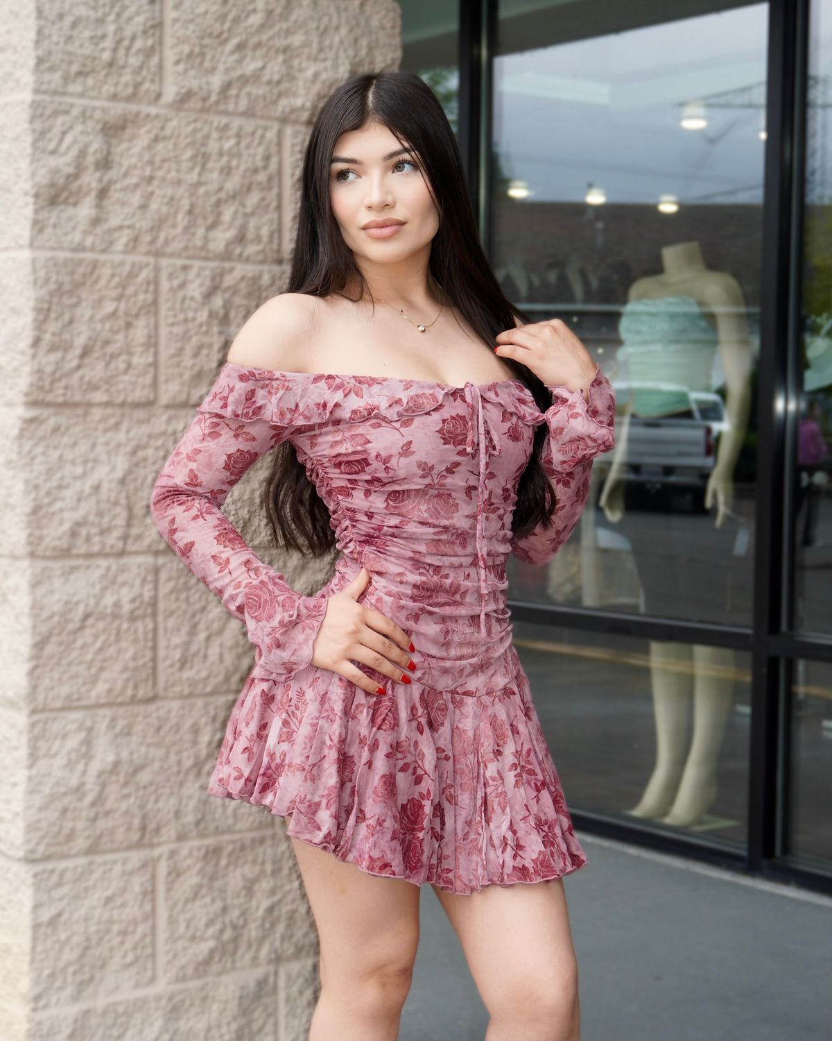 Pretty in pink floral mini dress