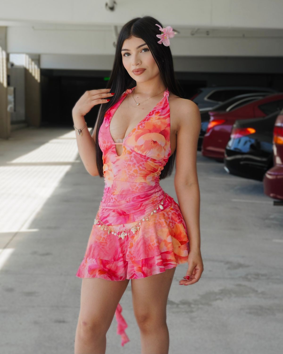 Electric nights halter mini dress