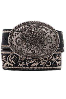 Metal buckle floral belt