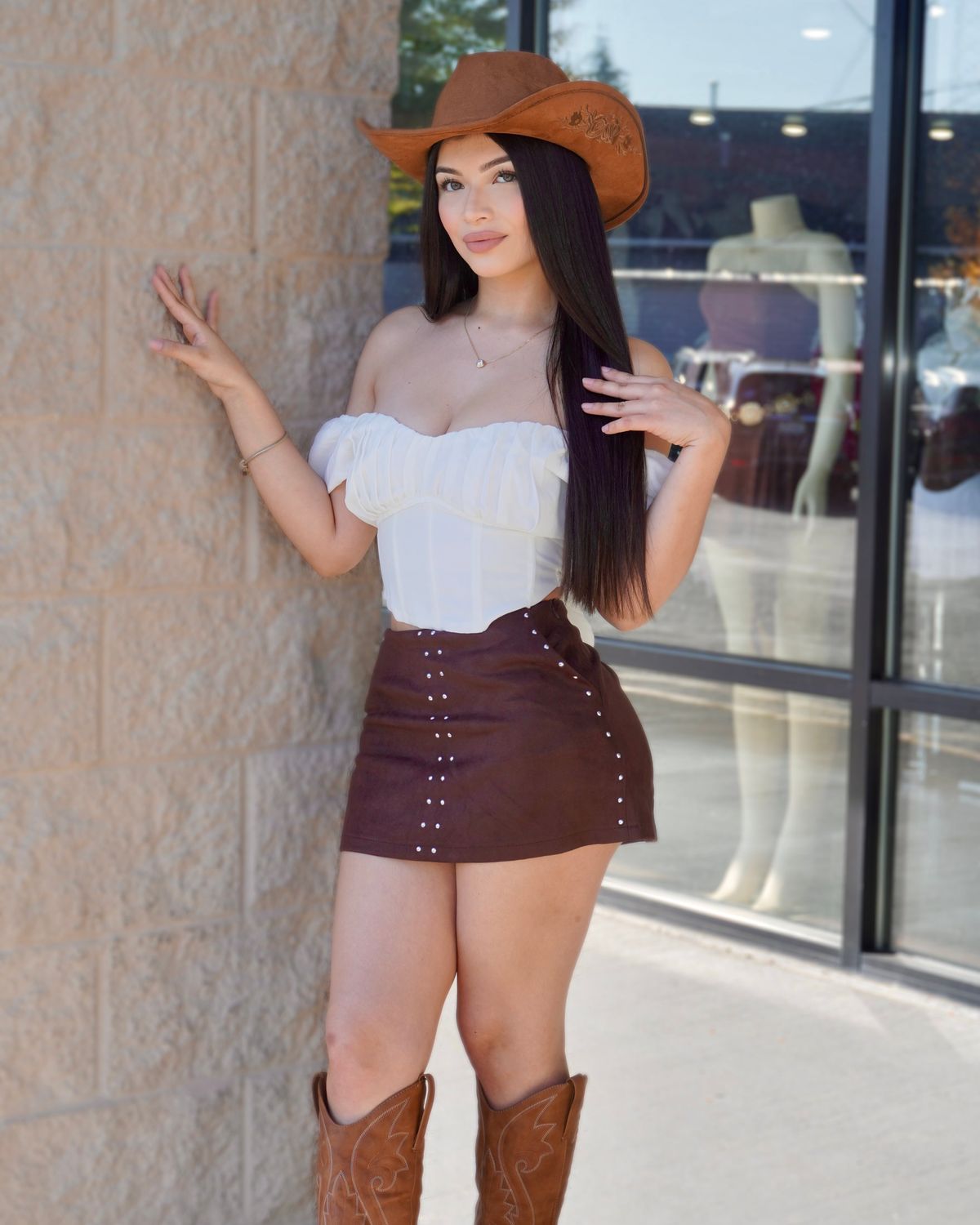 Studded mini dress with pockets