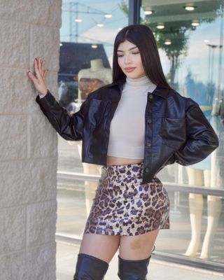 Pretty in leather jacket