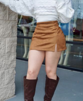 Suede mini skirt with shorts