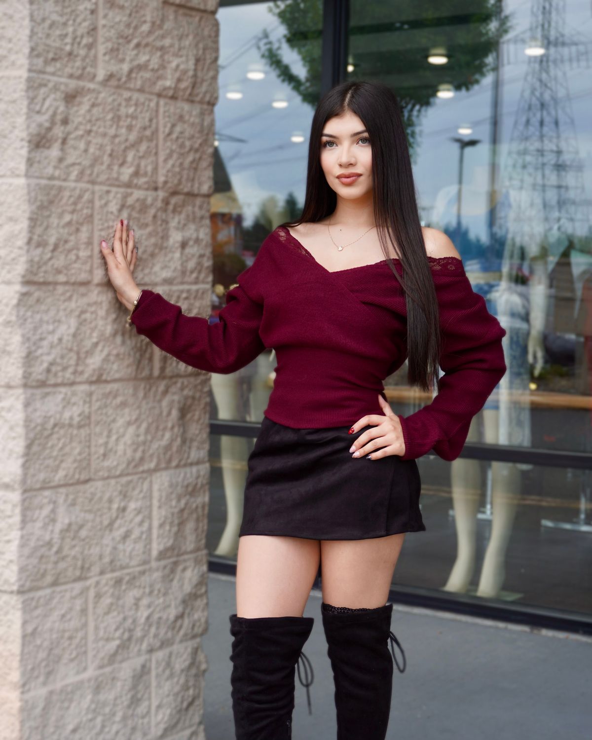 Lace detail sweater top
