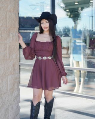 Chiffon long sleeve dress