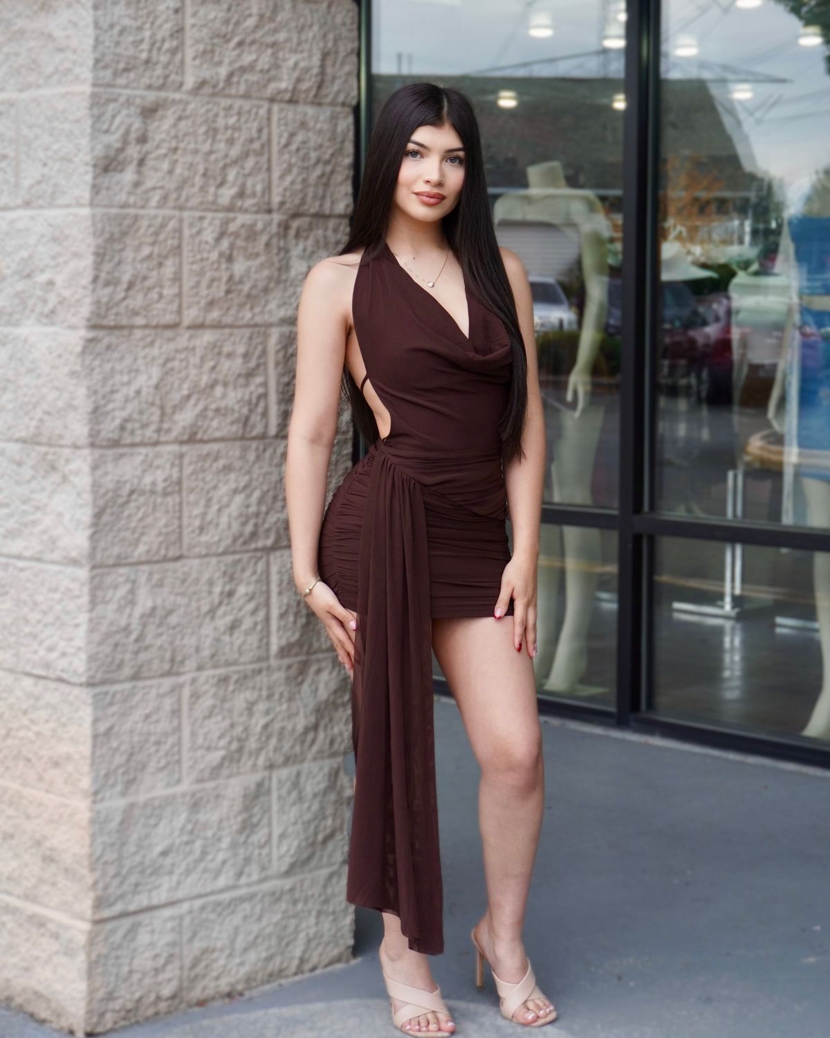 Elegance meets sexy back tie  dress
