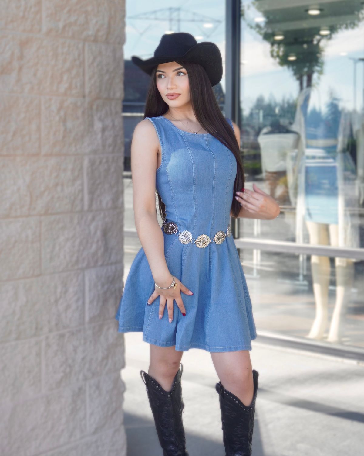 Denim flare dress