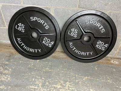 45lb Olympic Sports Authority Deep Dish Cast Iron Weight Plates