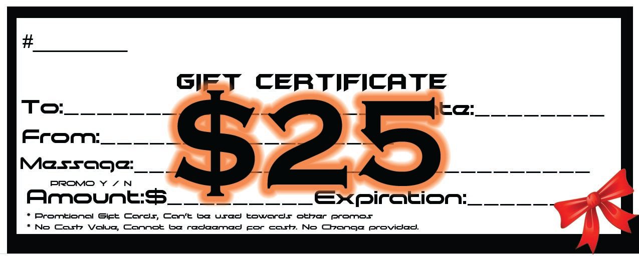 $25 Gift Certificate For $20 - BLACK FRIDAY SALE