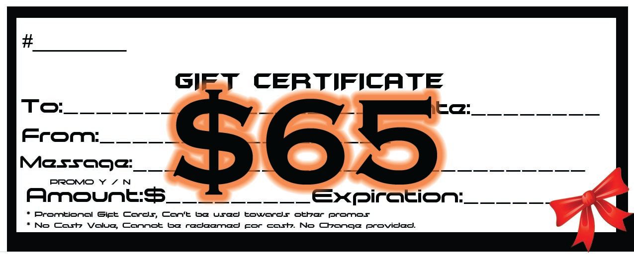 $65  Gift Certificate For $50