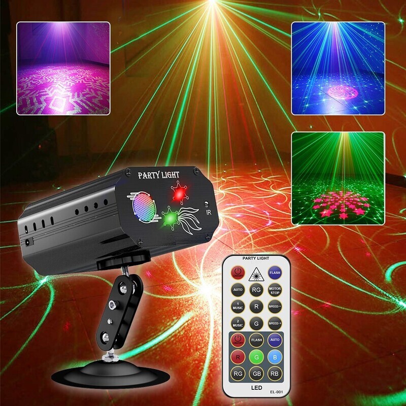 Party Light Disco DJ Light,Stage Light with Sound Activated and Remote Control Multiple Patterns Light Projector party lights for Birthday Bar Club Wedding Christmas KTV Karaoke Festivals