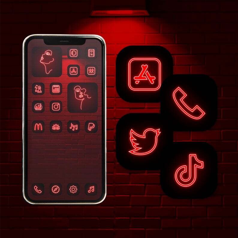 red and black app icons iphone