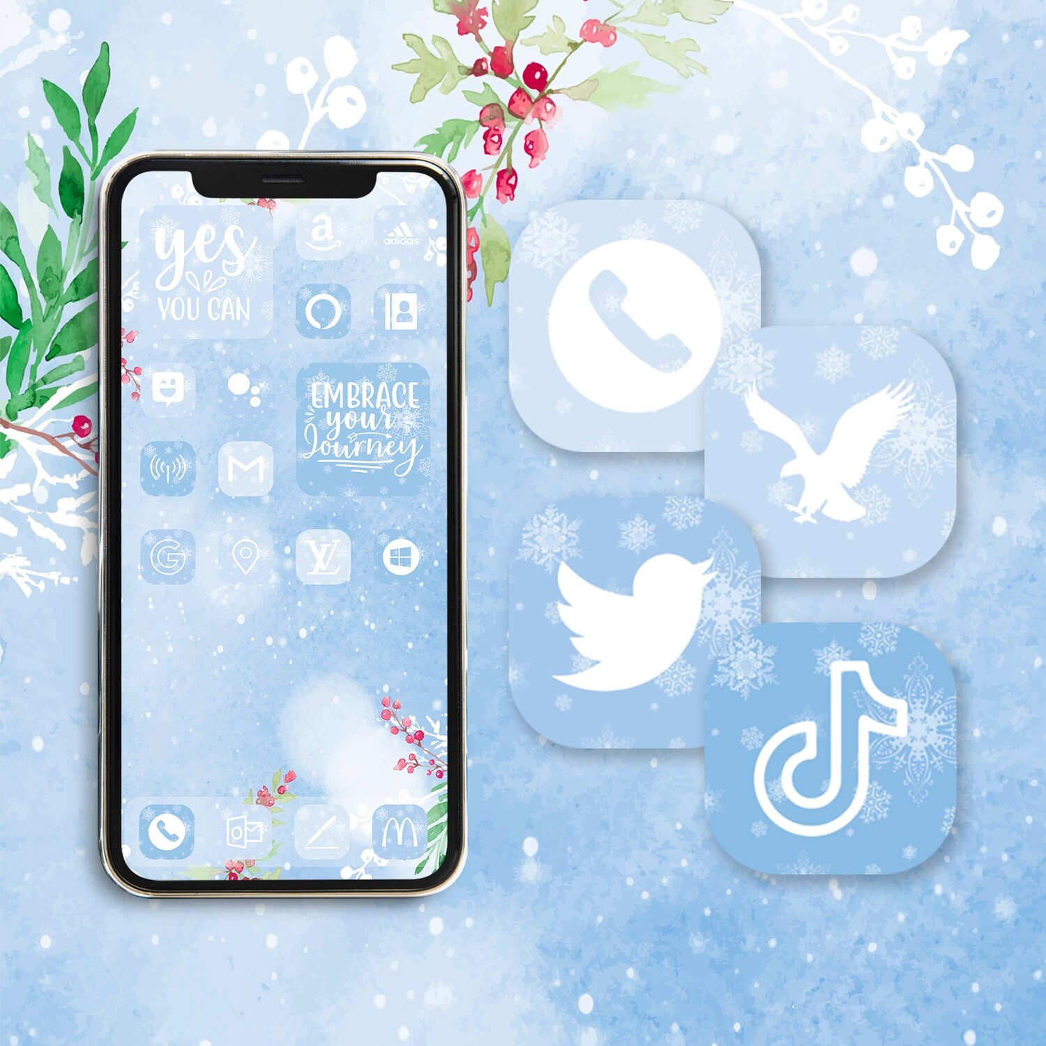​Floral Christmas app icons ios 15 icons aesthetic widgetsmith