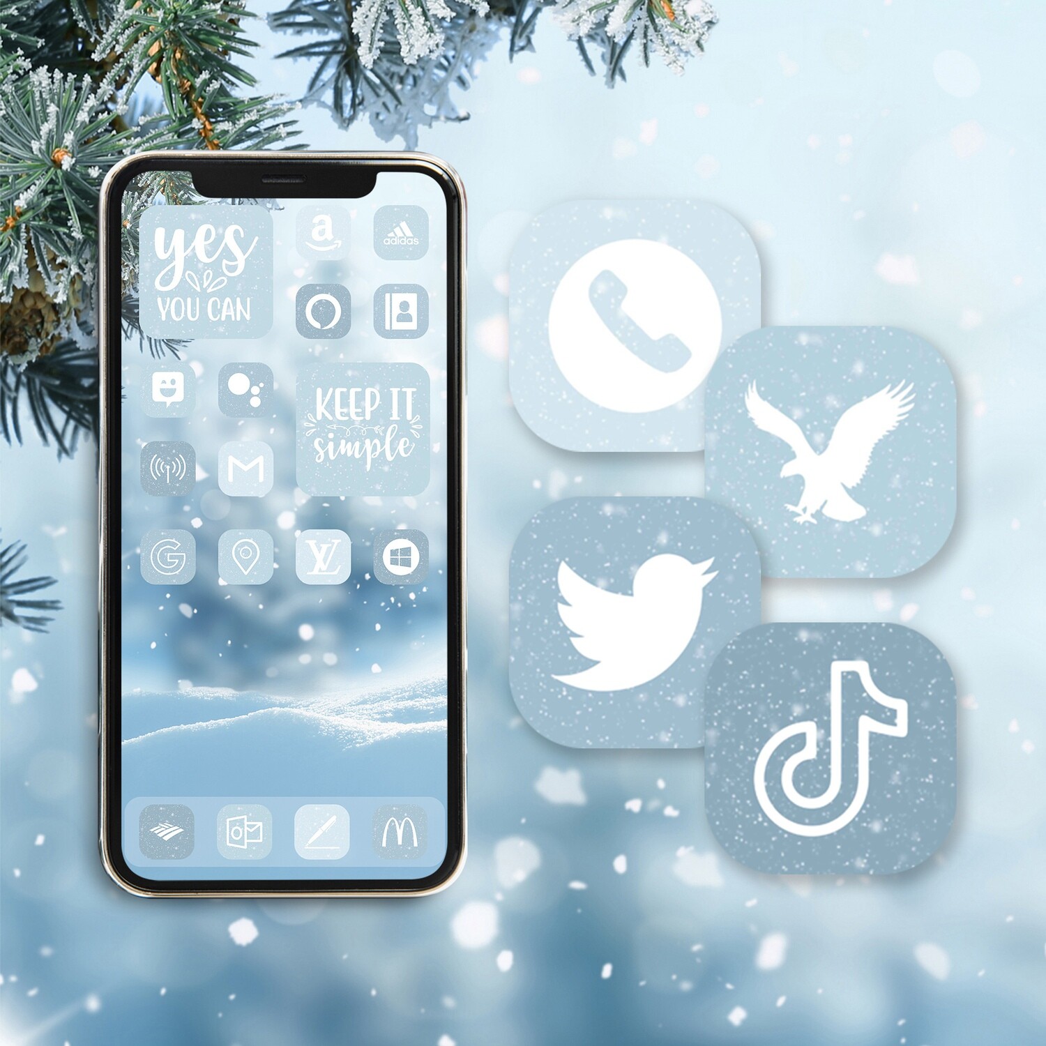 Christmas light blue app icons ios 15 icons aesthetic