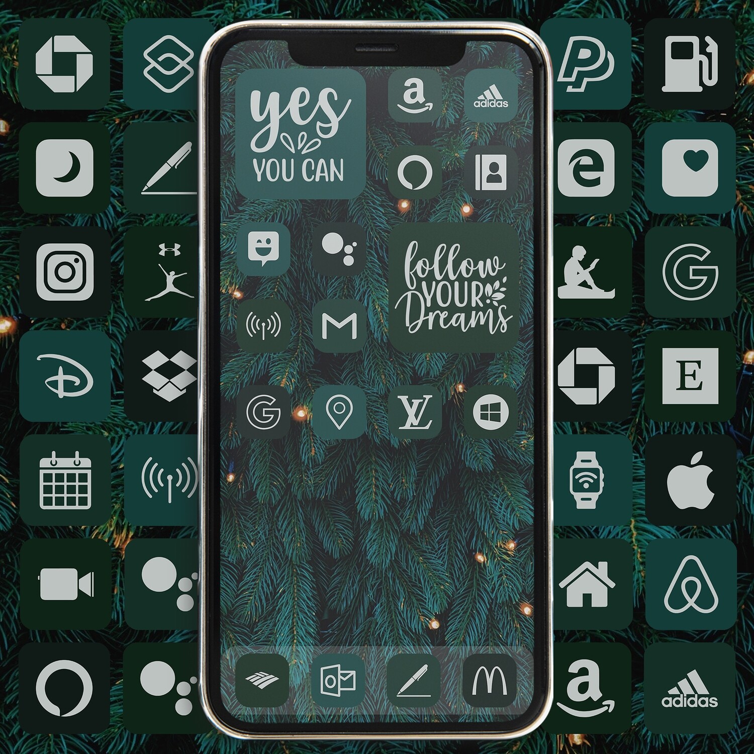 Dark green christmas app icons ios 15 icons aesthetic