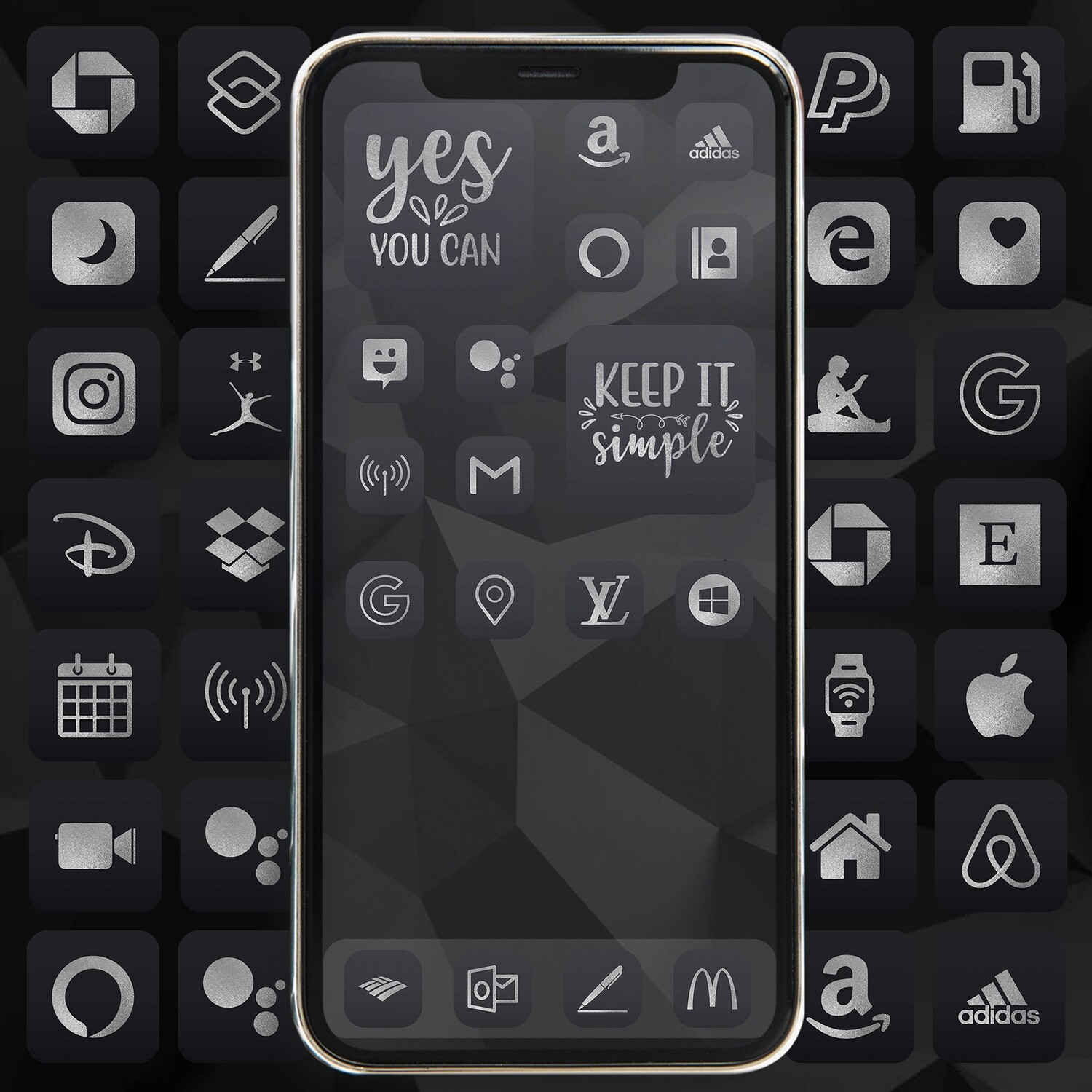 Black Color app icons ios 15 icons aesthetic
