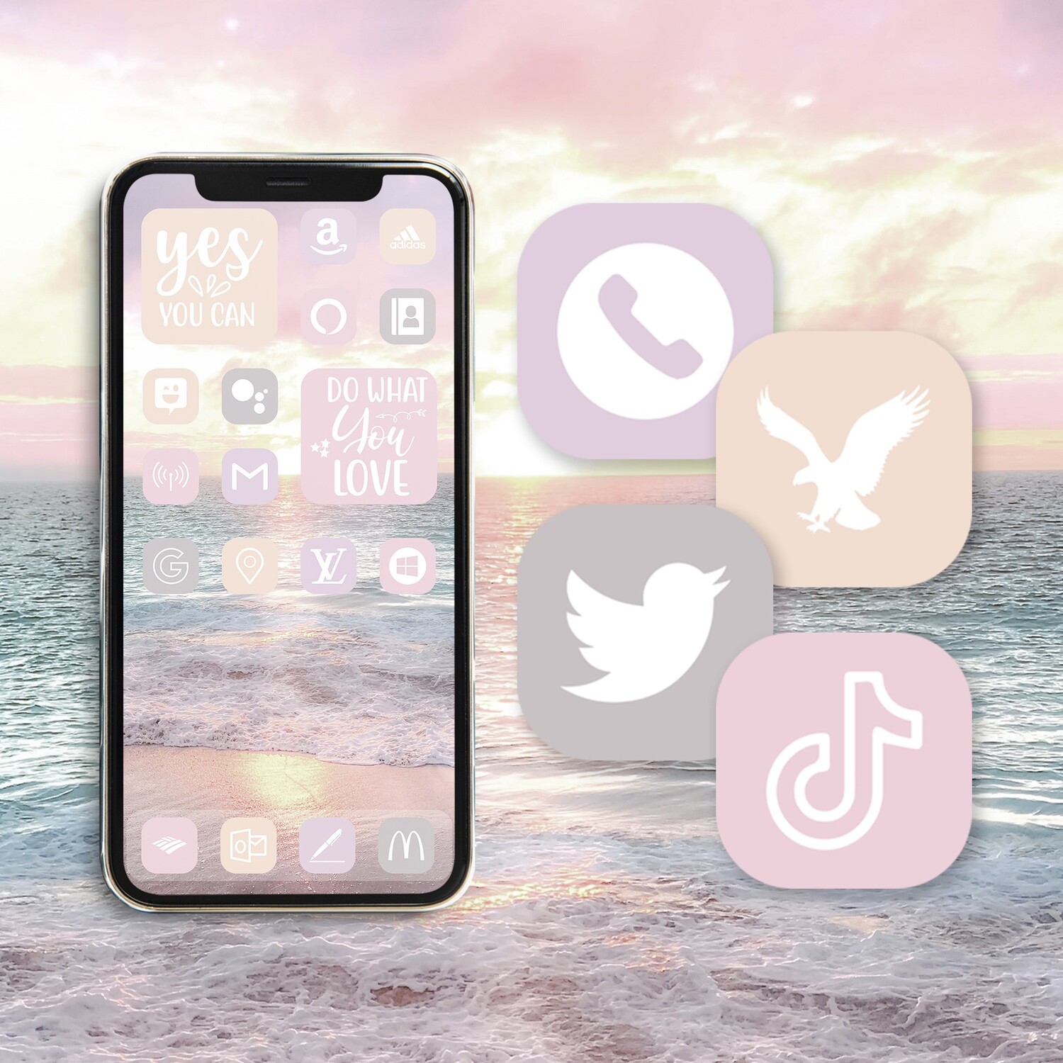 ​Soft Pink Peach Nude app icons ios 15 icons aesthetic
