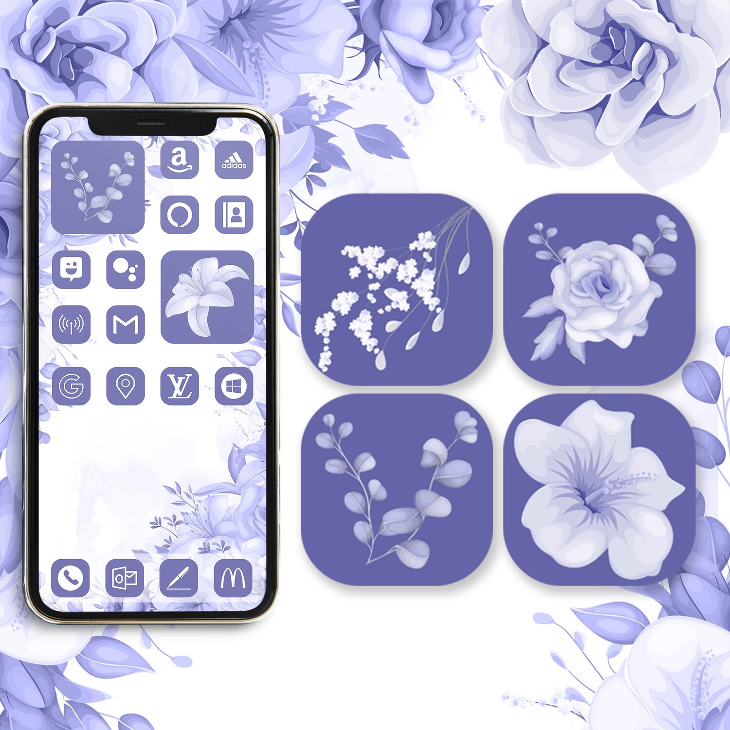 ​Very Peri app icons Color of the Year ios 15 icons