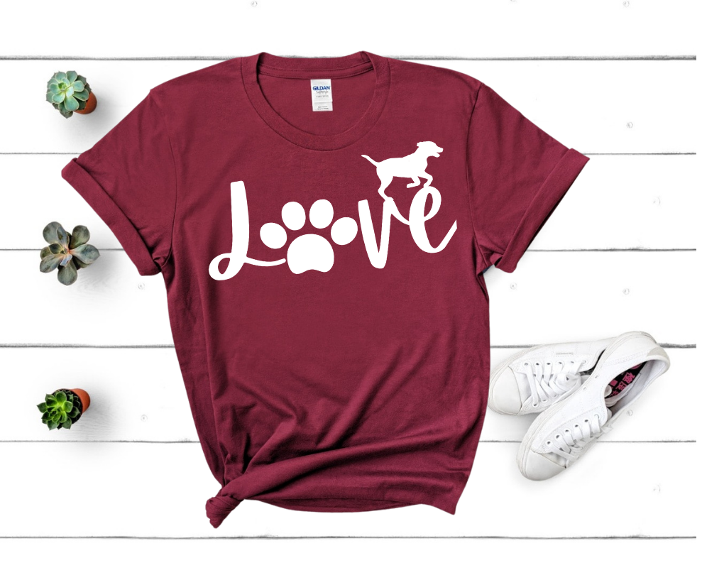love Dog Shirt, Custom Dog Shirt, Dog Lover, love PAW shirt, women dog lover shirt, funny women shirt, Dog Person Gift, valentine dog shirt