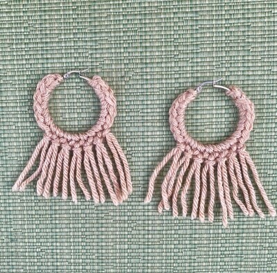 Crochet Fringe Hoop Earrings