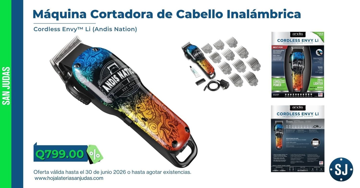 Cortadora de Cabello Inalámbrica Cordless Envy Li (Andis Nation) Cortadora de Cabello Inalámbrica Cordless Envy Li (Andis Nation)