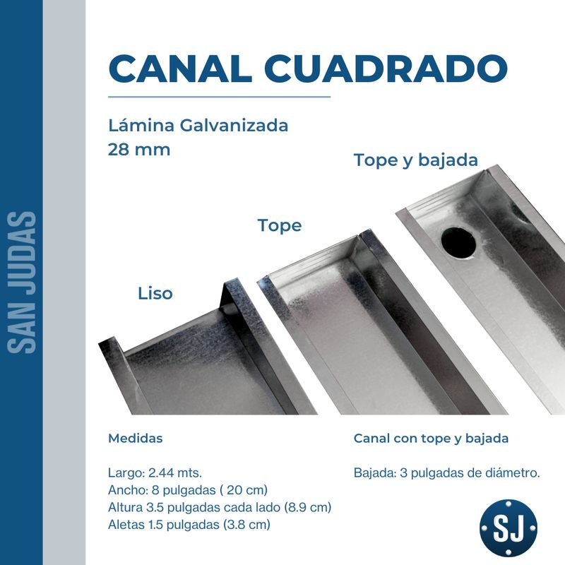Canal Galvanizado Cuadrado