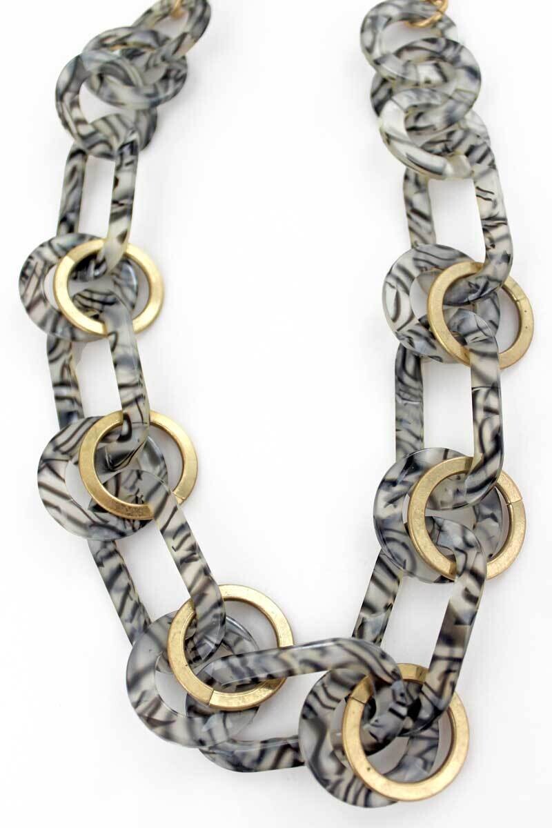 Maren Gray Marbled Chain Link Necklace