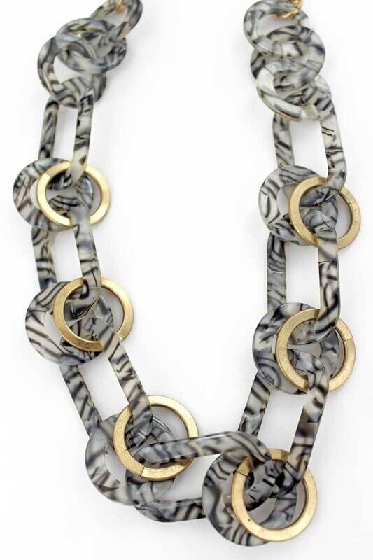 Maren Gray Marbled Chain Link Necklace