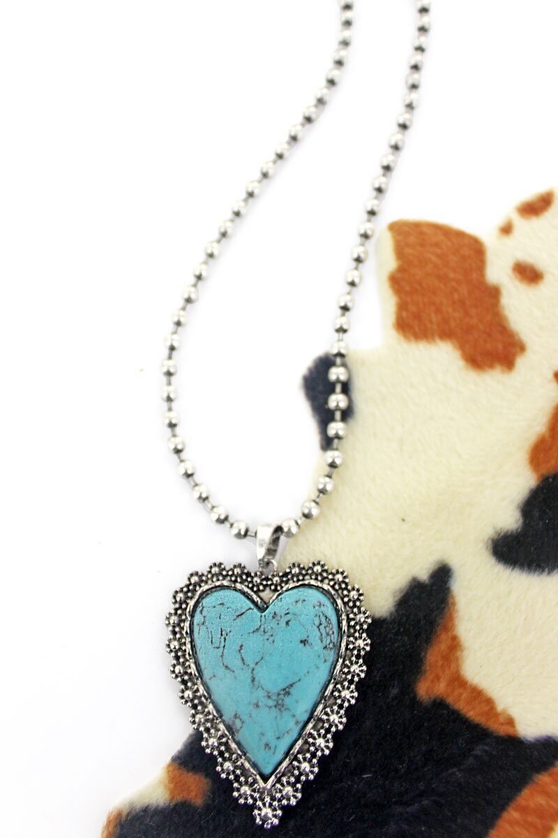 Turquoise Lafeyette Heart Silverstone Necklace