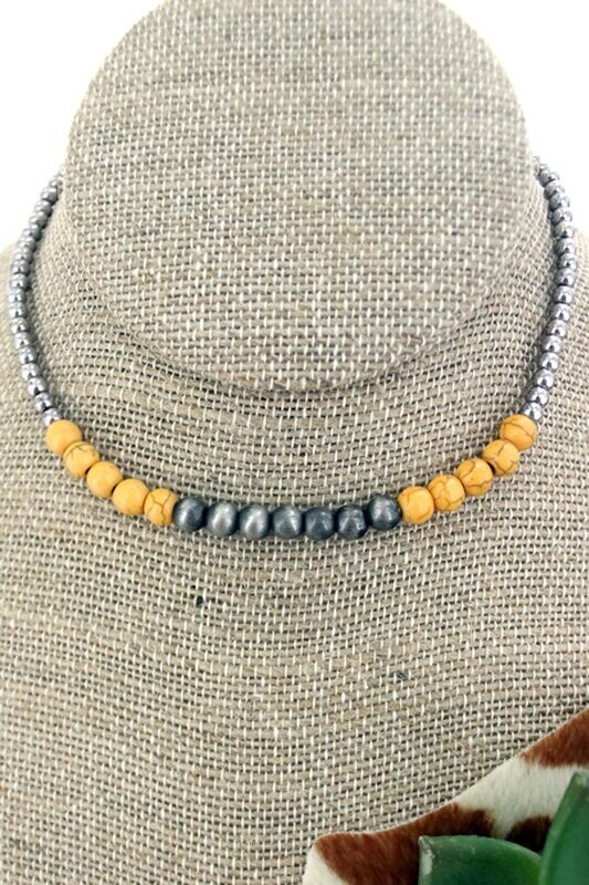 Yellow Cameron Beaded Choker