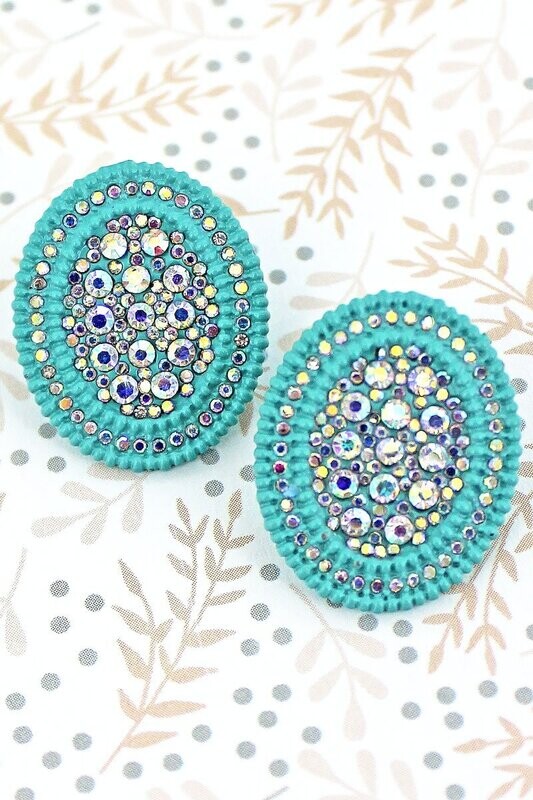 Cassandra Crystal Pave Turquoise Oval