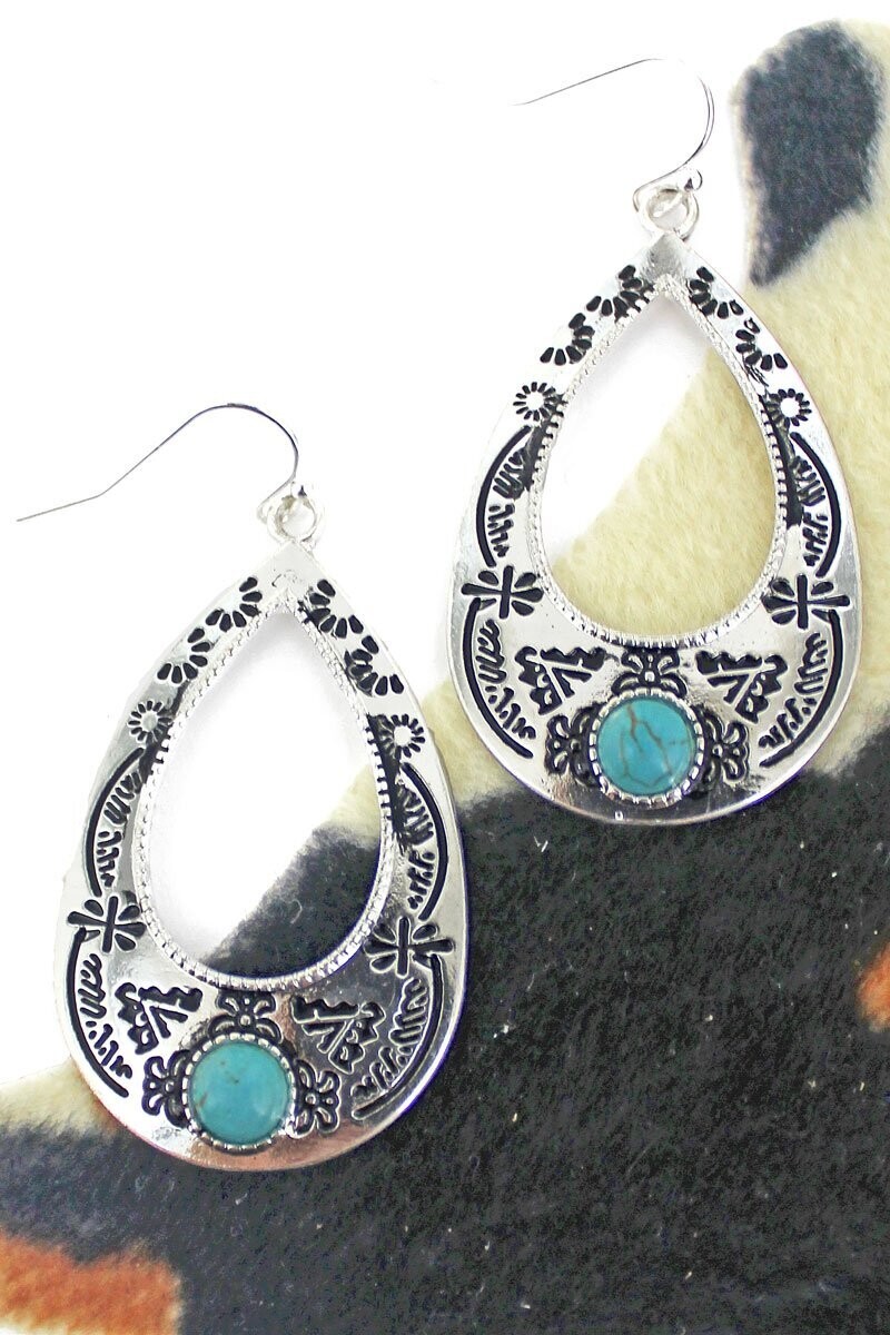 Silvertone &amp; Turquoise Bonita Falls Earrings