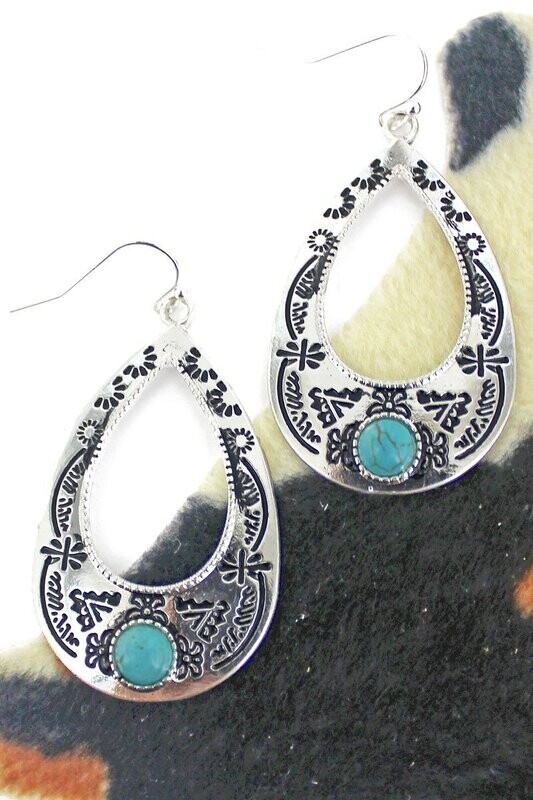Silvertone &amp; Turquoise Bonita Falls Earrings