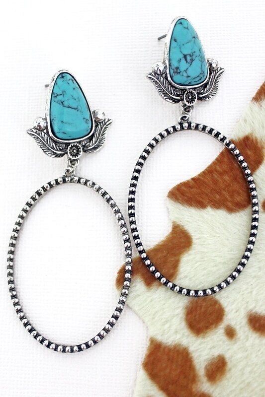 Turquoise La Mirada Silvertone Earrings