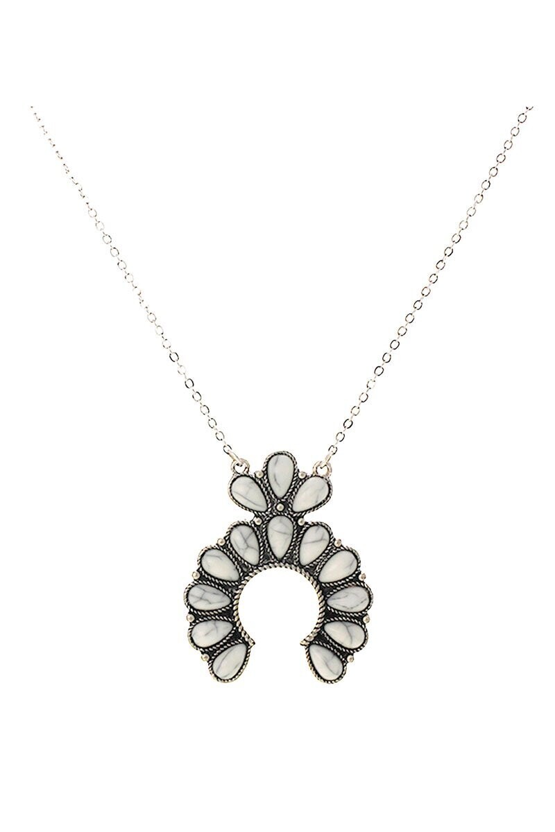 White Stone Beaded Naja Necklace