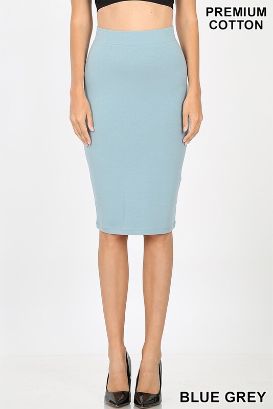 Knee Skirt Premium Cotton Blue Grey
