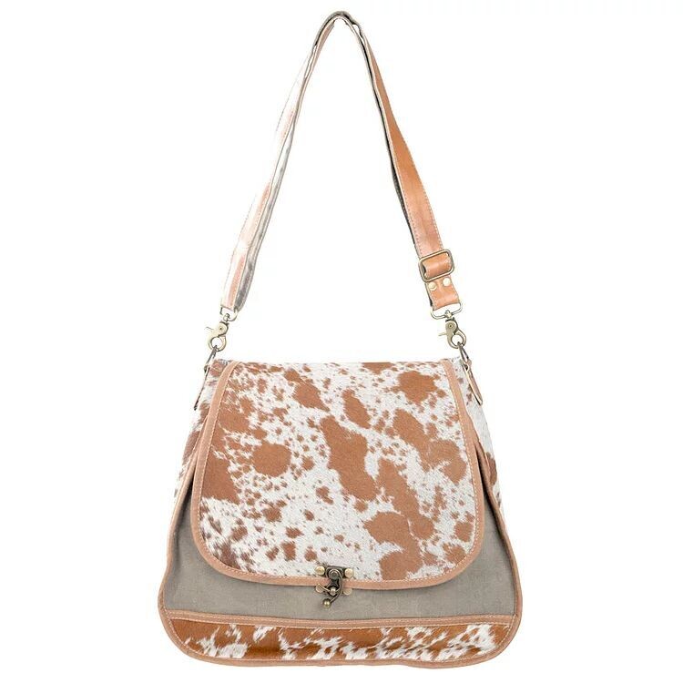 Shoulder Bag with Latch and Cowhide Flap