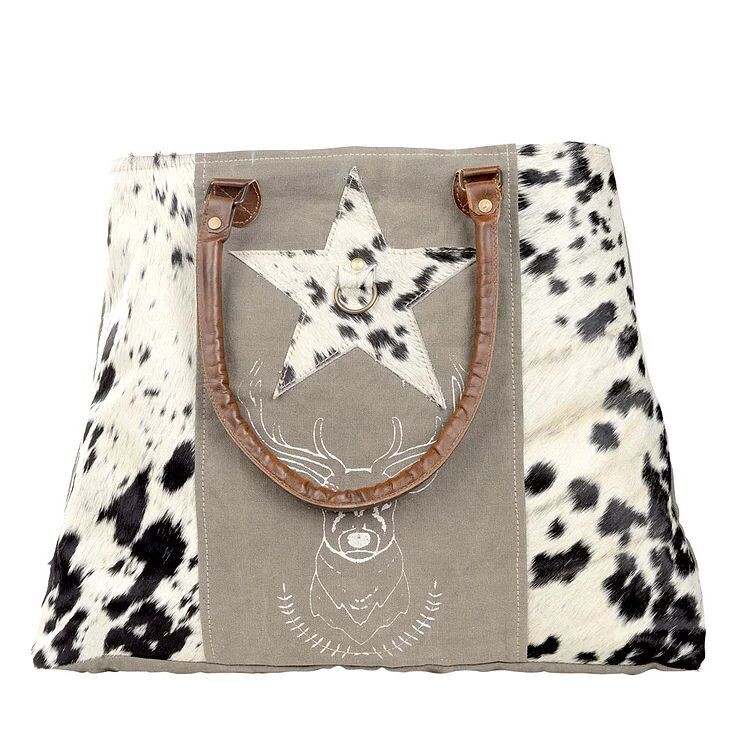 Deer and Star Cowhide Tote