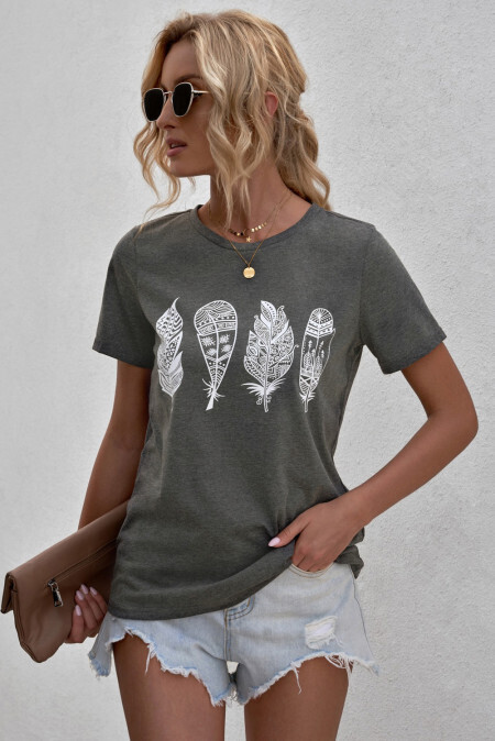 Feather O-Neck T-shirt