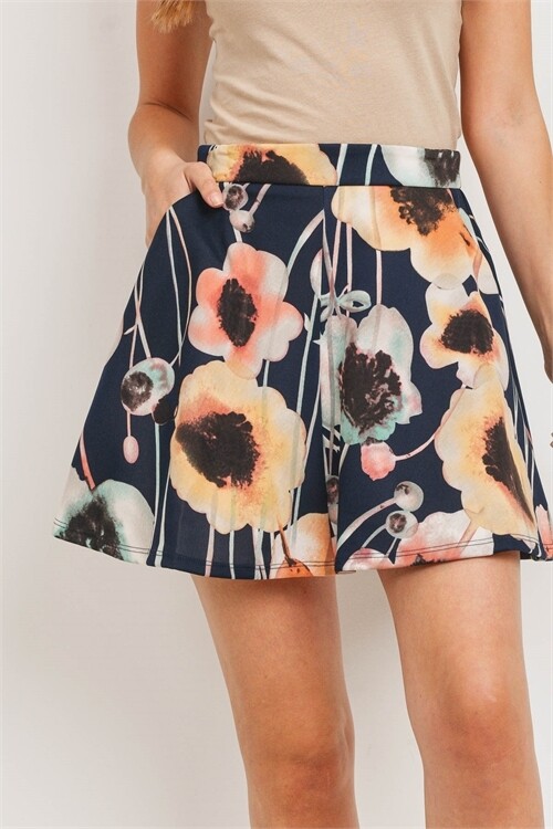 Navy Print Skirt