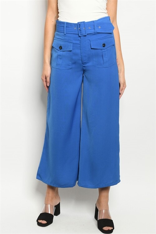 Electric Blue Front Button Pant