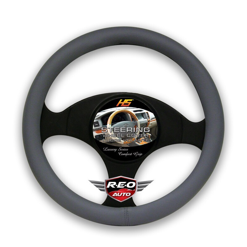 HS STEERING WHEEL COVERS (LUXURY SERIES COMFORT GRIP) SOLID GREY