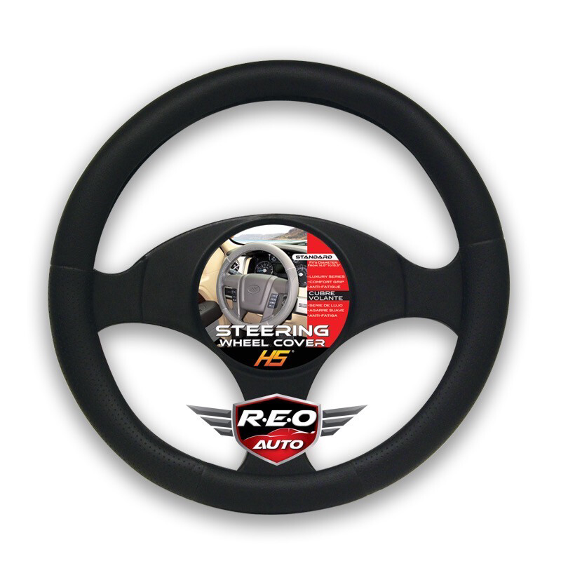 HS STEERING WHEEL COVERS (LUXURY SERIES COMFORT GRIP) SOLID BLACK