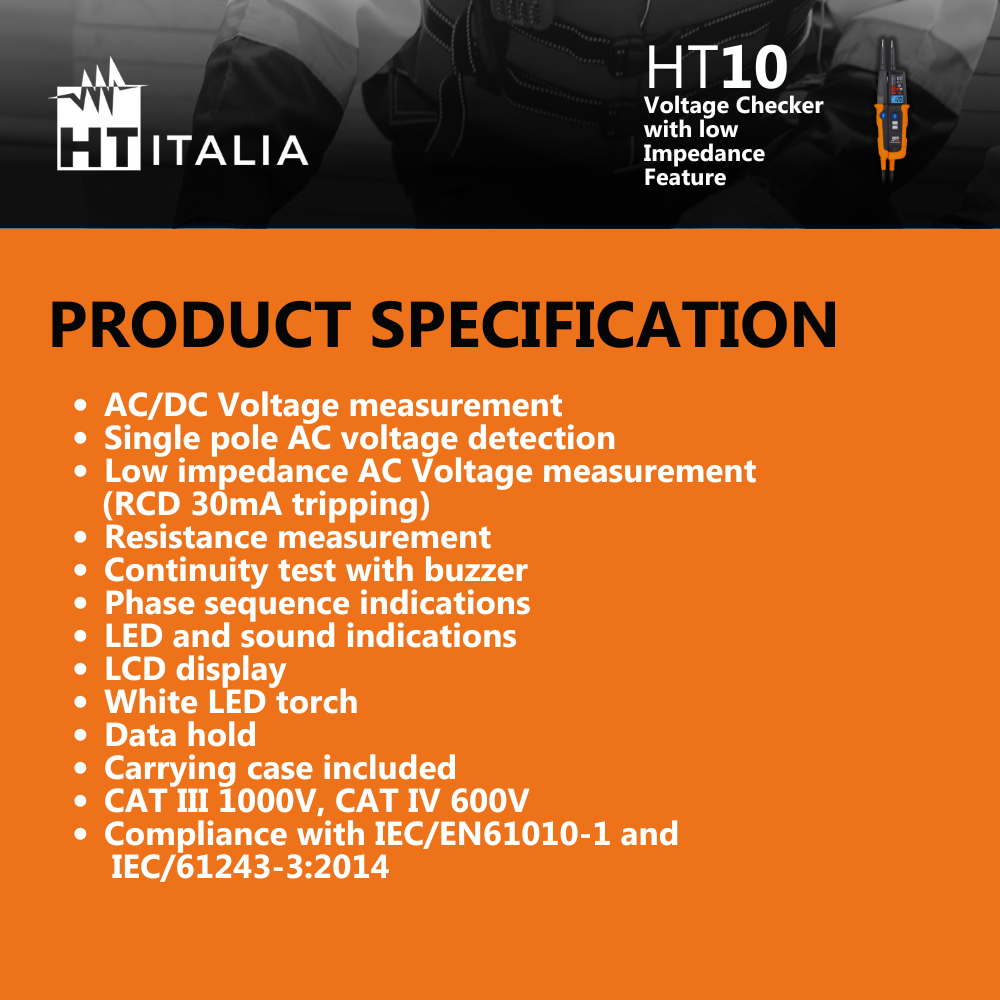 HT10 Two pole multifunction testers with in-built LED torch