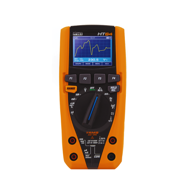 HT - 64 TRMS/AC+DC Digital Multimeter with color LCD display